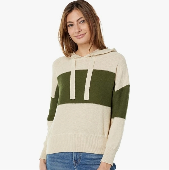 Madewell Sweaters - Madewell Clairview Hoodie Colorblock Sweater Green Women's Size X-Small Pullover